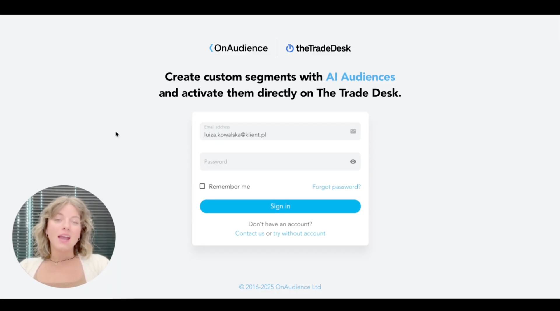 webinar & demo recording for client